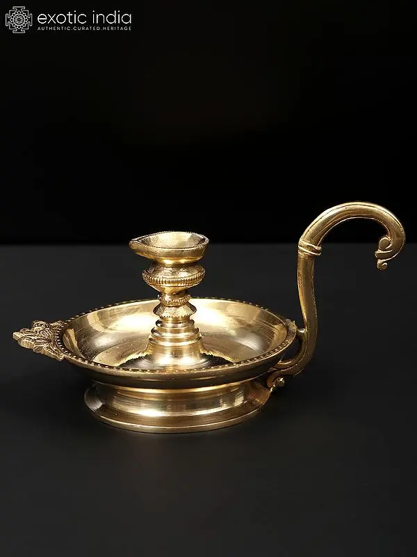 7" Handheld Designer Lamp (Diya) in Brass