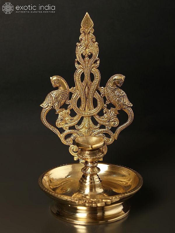 8" Handheld Parrot Lamp (Diiya) in Brass
