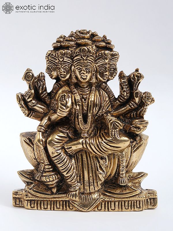 3" Small Goddess Gayatri Seated on Lotus | Flat Brass Statue