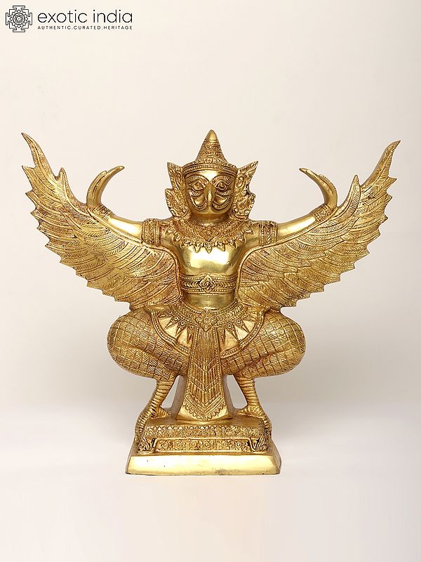 14" Garuda Brass Statue - Vahana of Lord Vishnu