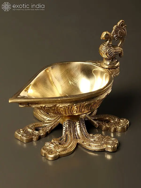 4" Small Designer Brass Diya