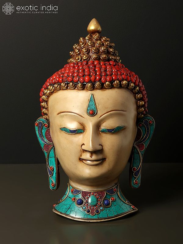 12" Colorful Buddha Head in Resin