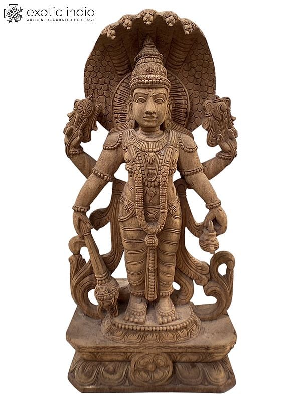 24" Idol Of Lord Vishnu With Attractive Carving
