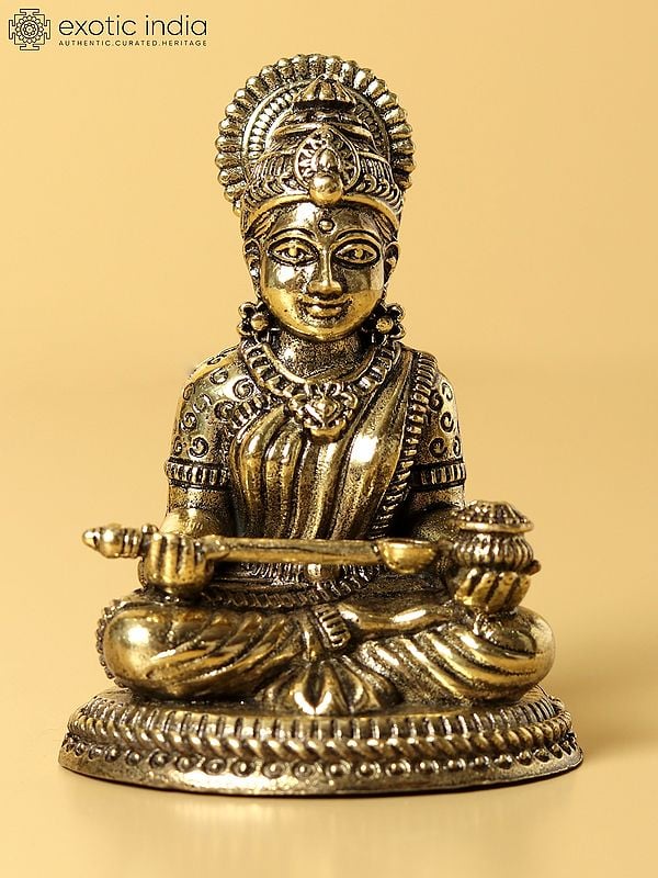 Small Brass Superfine Statue of Goddess Annapurna (Multiple Sizes)
