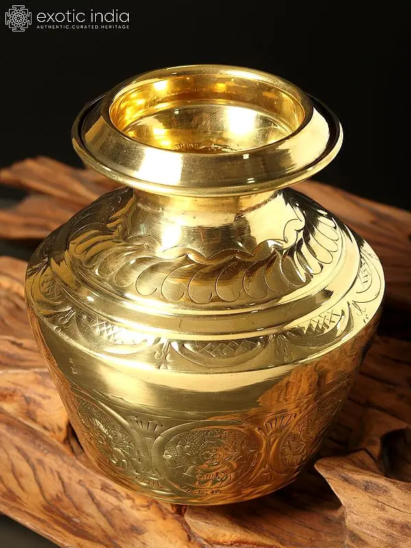 7" Brass Ashta Lakshmi Ritual Kalash