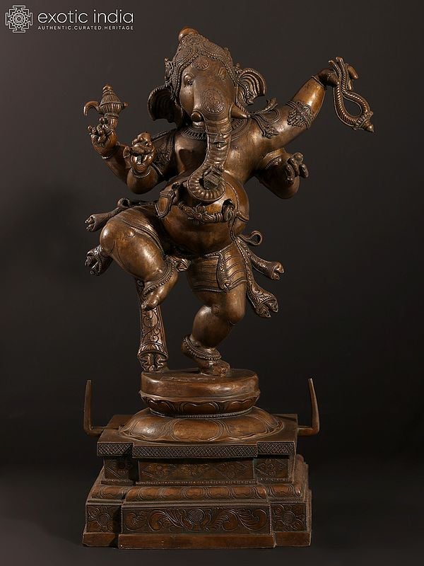 29" Four-Armed Dancing Lord Ganesha Bronze Sculpture