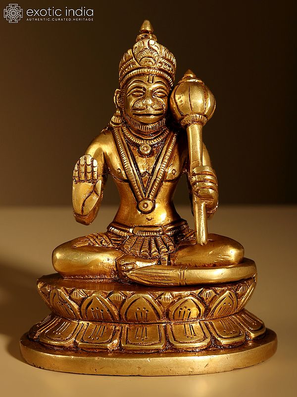 4" Small Blessing Lord Hanuman Brass Statue