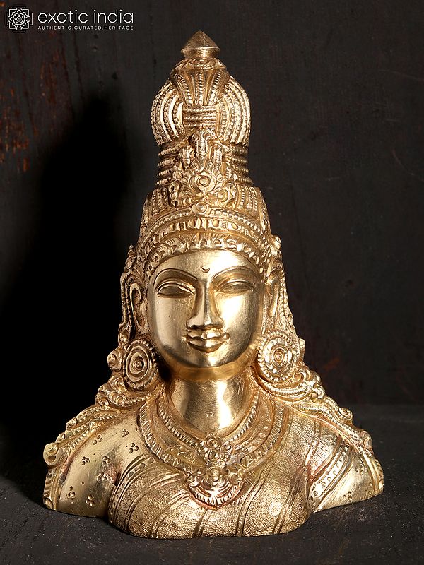 5" Small Goddess Parvarti Bust | Hoysala Art | Bronze Statue