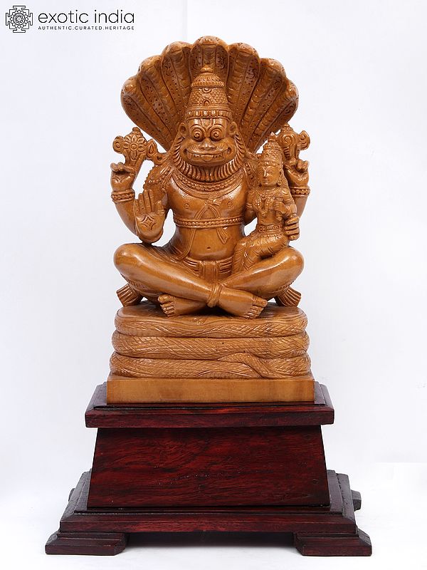 12" Lord Narasimha with Goddess Lakshmi with Base (The Fourth Avatar of Lord Vishnu)
