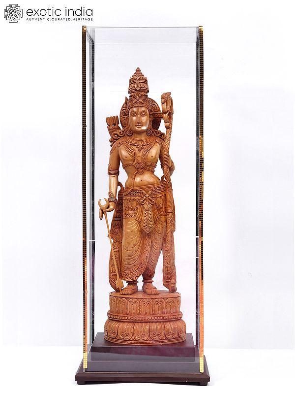 19" Statue Of Lord Rama With Laminated Wood Frame