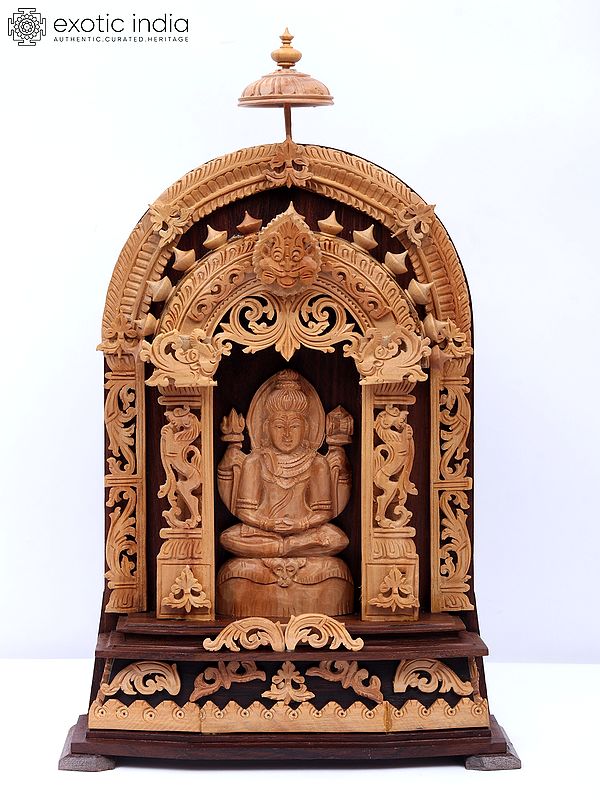 13" Wood Meditative Lord Shiva Idol