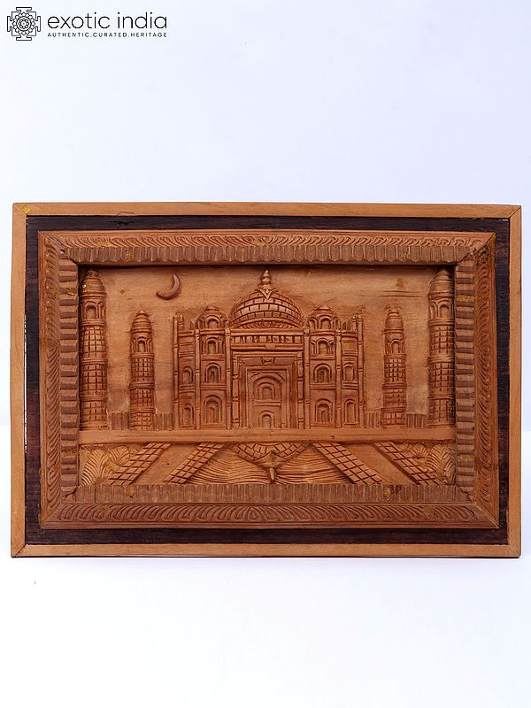 8" Beautiful Wood Carving Frame Of Tajmahal
