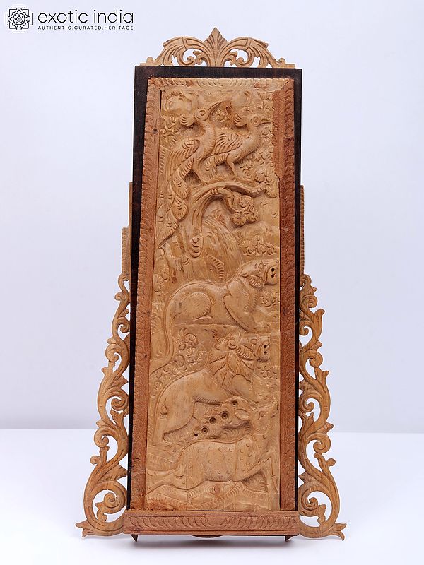 12" Wildlife Animals Landscape - Wood Carving Frame