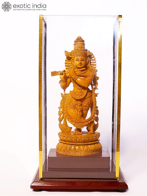 9" Murlidhar Krishna  | Sandalwood Carved Statue