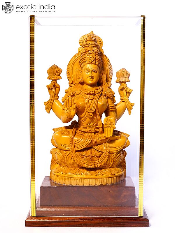 9" Blessing Devi Lakshmi | Sandalwood Carved Statue