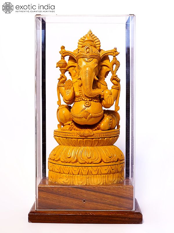 8" Vighnaharta Ganesha | Sandalwood Carved Statue
