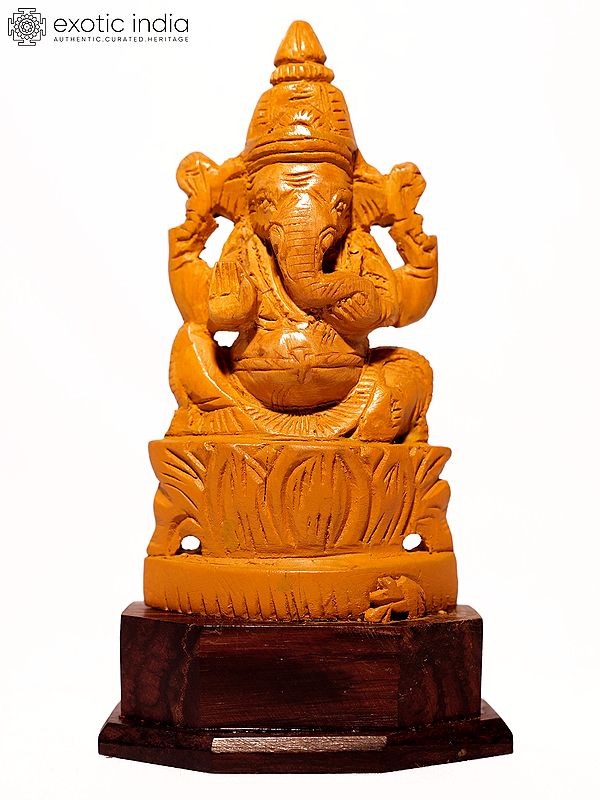 6" Small Blessing Lord Ganesha | Sandalwood Carved Statue