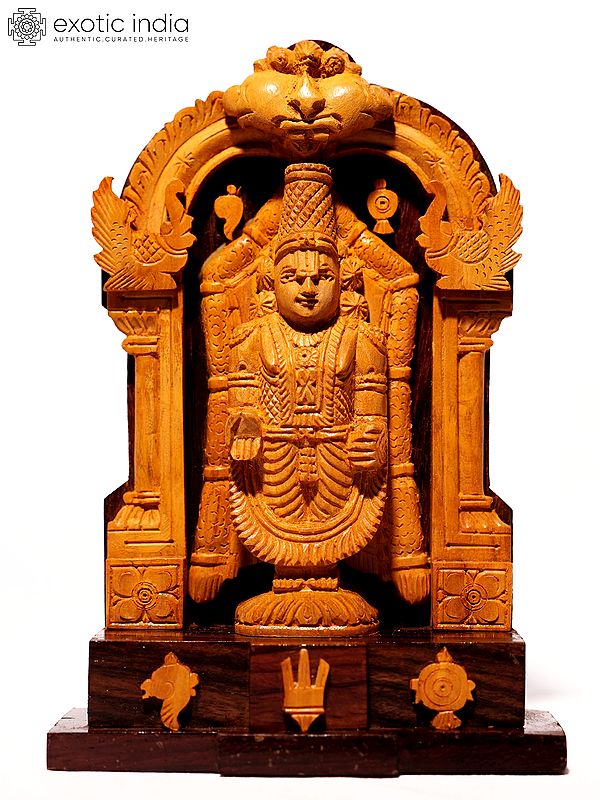7" Tirupati Balaji with Kirtimukha Arch | Sandalwood Carved Statue
