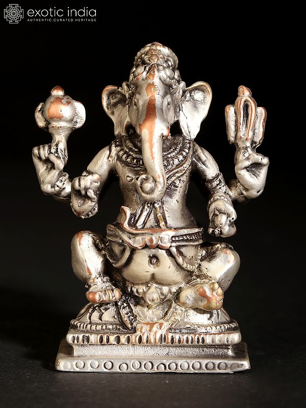 2" Small Fine Quality Solid Chaturbhuj Ganesha Idol in Brass