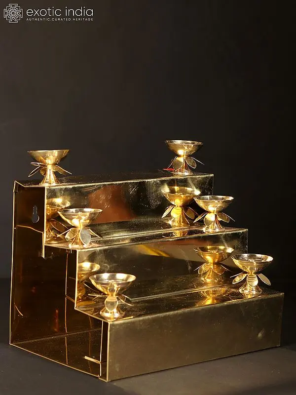 Lotus Diya on Multi Steps Stair Stand | Wall Decor Items | Table Decor Piece
