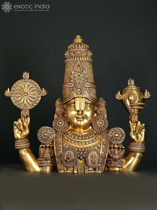 30" Large Tirupati Balaji (Venkateshvara) Bust | Brass Statue | Standing and Wall Hanging Both