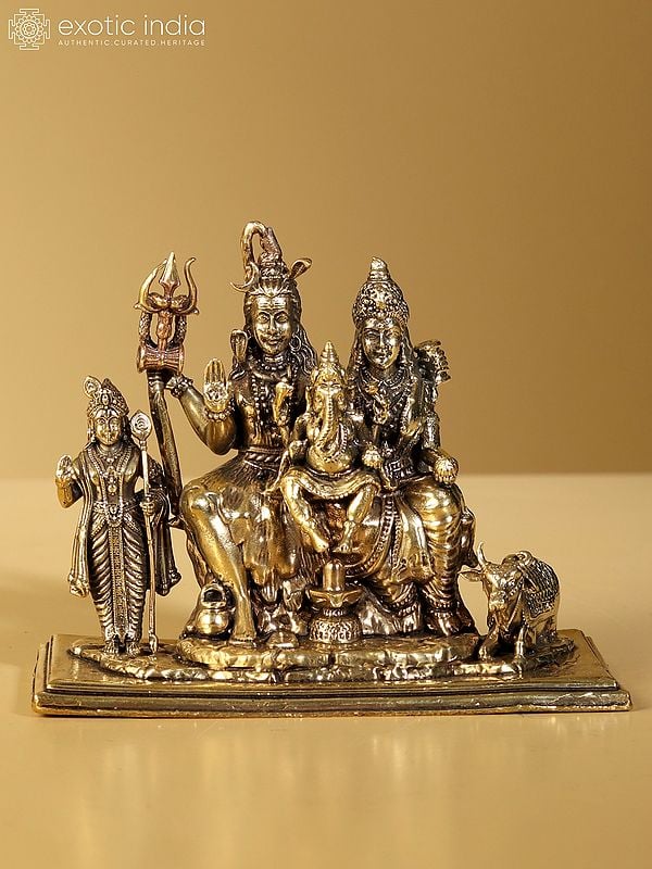 4" Brass Superfine Idol of Shiva Family