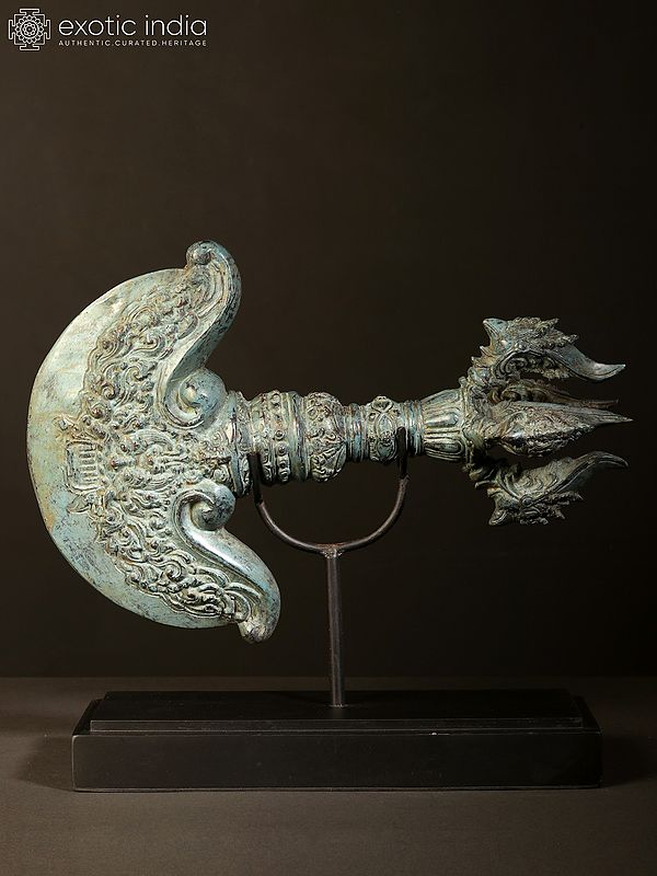 14" Decorative Balinese Brass Tibetan Katrika Knife/Chopper with Dorje Vajra Handle