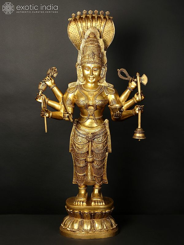 43" Brass Idol Of Superfine Ashtabhuja Goddess Karumariamman