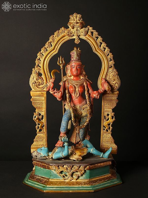 21" Brass Colorful Statue Of Devi Kali