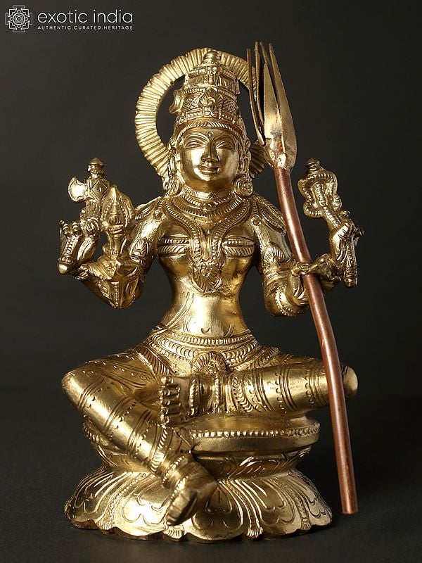 7" Goddess Rajarajeshvari (Kamakshi) | Hoysala Bronze Statue