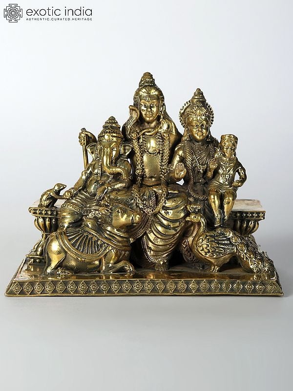 4" Small Shiva Family Brass Statue