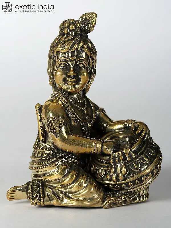 Small Butter Krishna Brass Statue (Different Sizes)