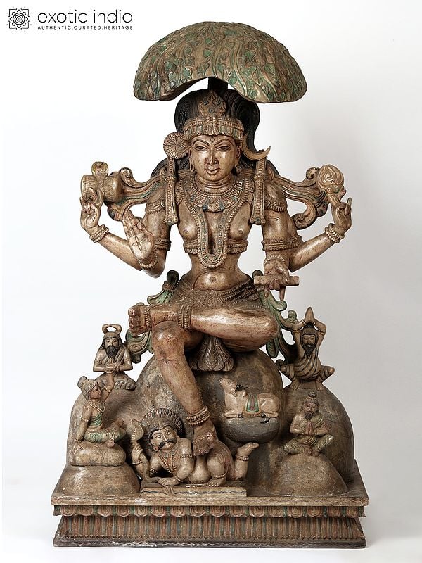 48" Wood Carved Dakshinamurti (Lord Shiva) - God of Wisdom