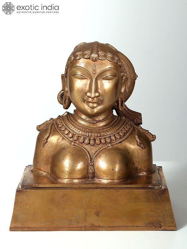 9" Goddess Parvati Bust | Brass Statue
