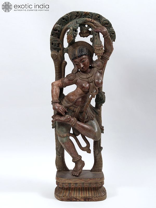 48" Nartaki - The Divine Dancer | Wood Carved Statue