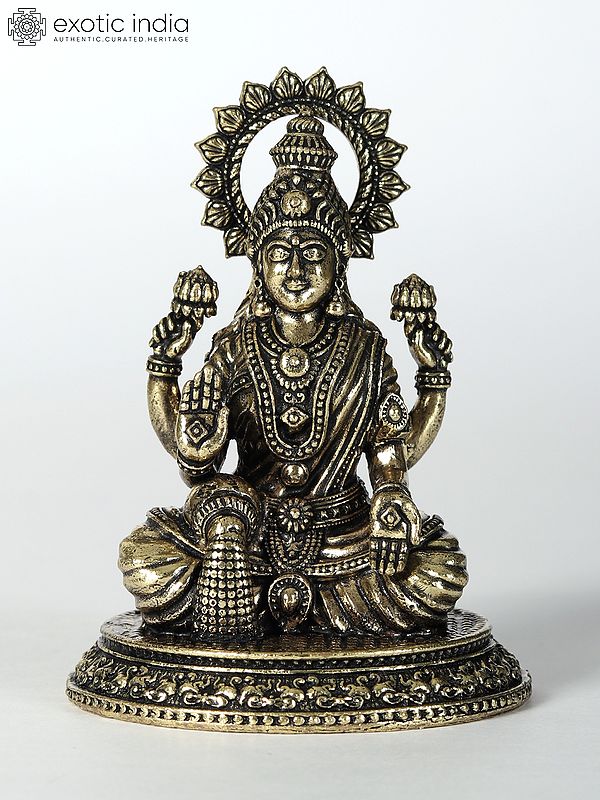 Blessing Dhanalakshmi Figurine in Brass | Brass Small Statues