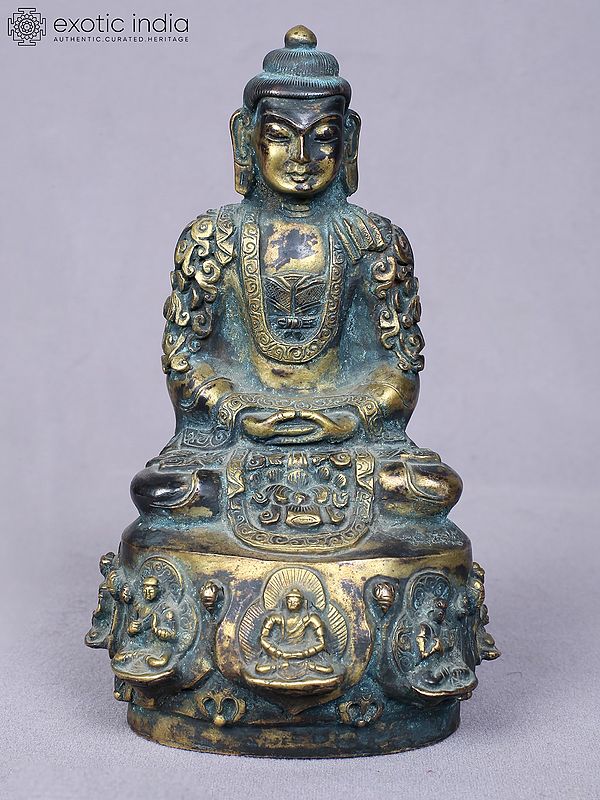6" Amitabha Buddha | Copper Statue Gilded with Gold | From Nepal