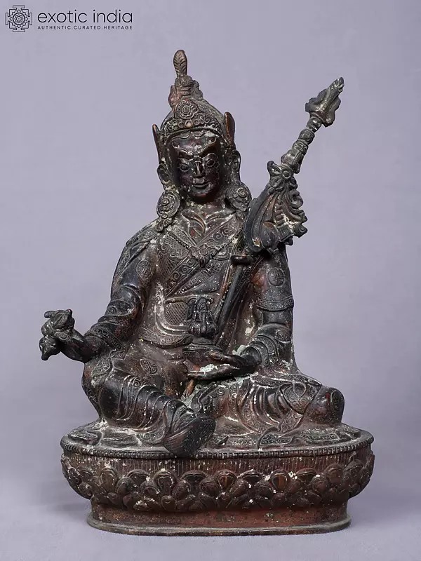 9" Tibetan Buddhist Guru Padmasambhava Idol | Copper Statue from Nepal
