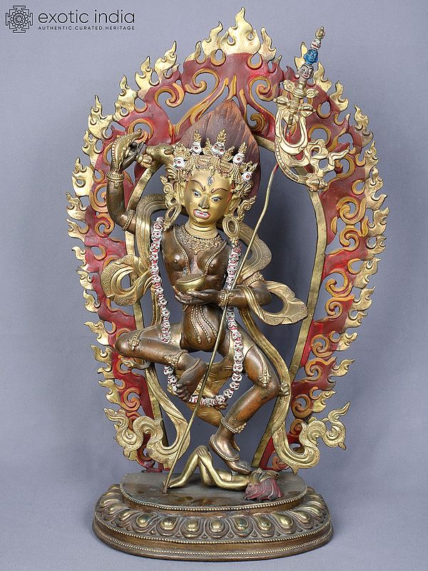 22" Vajravarahi Copper Statue Gilded with Gold from Nepal