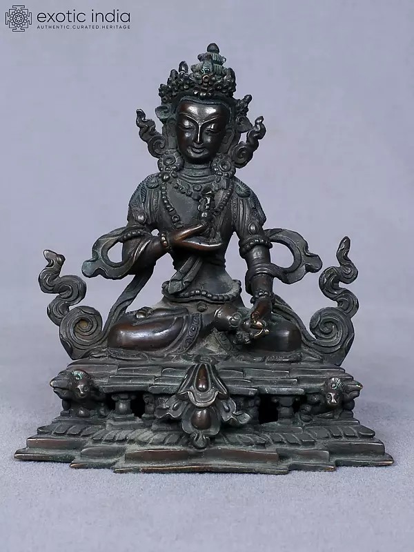 4" Small Vajrasattva Copper Statue | Buddhist Deity Idol from Nepal