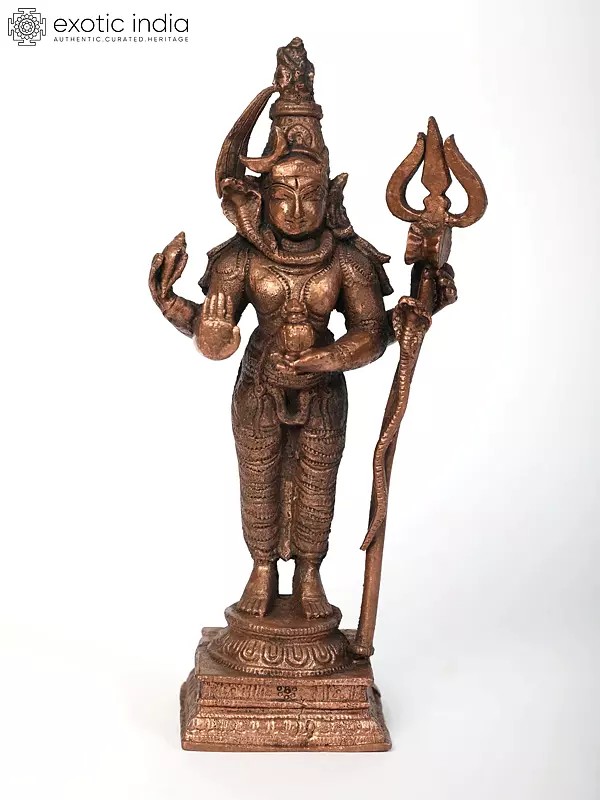 6" Small Standing Lord Shiva Copper Statue