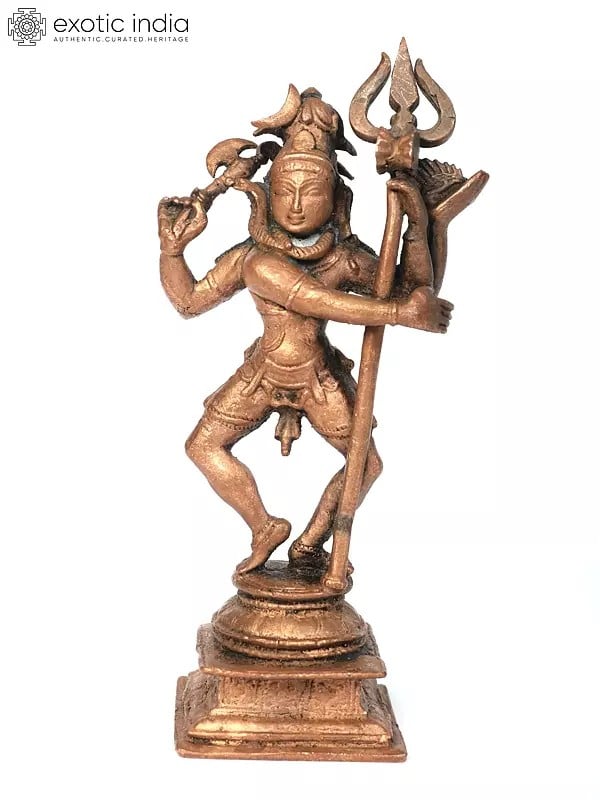 6" Small Dancing Lord Shiva Copper Statue