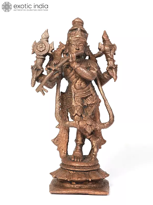 5" Small Venugopal Krishna Copper Statue