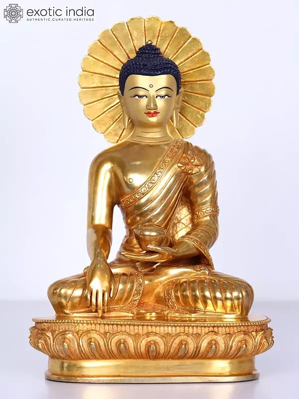 10" Copper Shakyamuni Buddha Figurine from Nepal