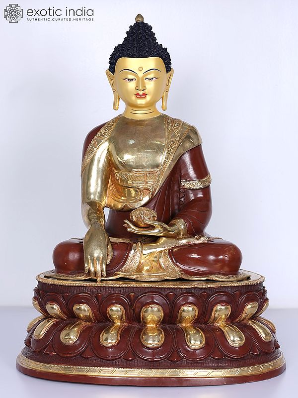 18" Copper Shakyamuni Buddha Figurine from Nepal