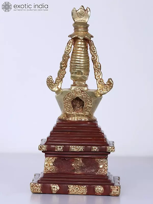 9" Copper Tibetan Buddhist Stupa from Nepal