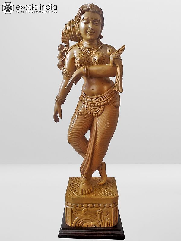 21” Wood Statue of Shuka Bhasini with Base