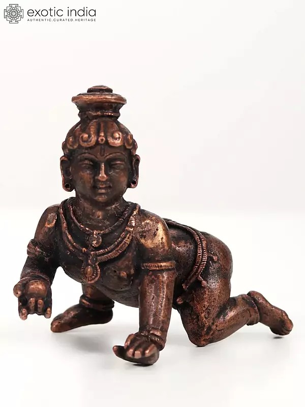 3" Small Laddu Gopal Krishna | Copper Statue