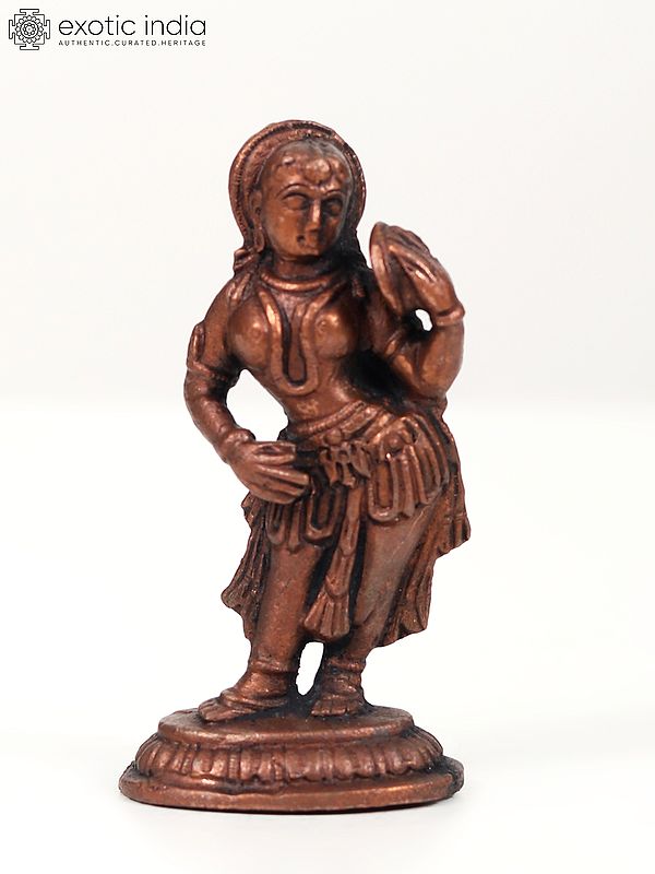 3" Small Mirror Lady Copper Statue