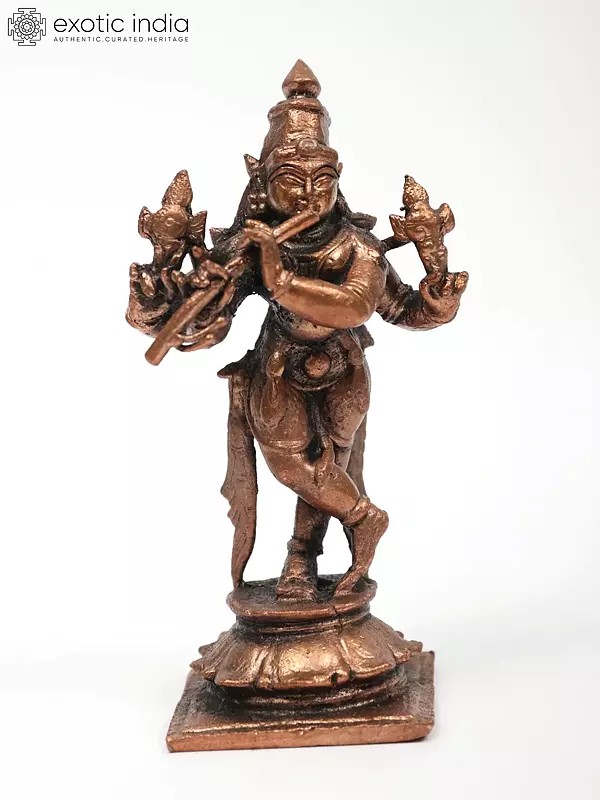4" Small Venugopal Krishna | Copper Statue